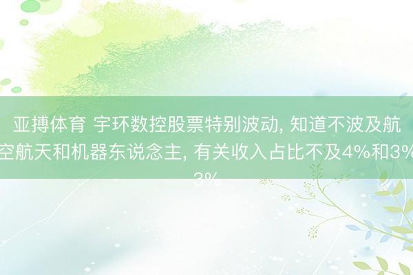 亚搏体育 宇环数控股票特别波动， 知道不波及航空航天和机器东说念主， 有关收入占比不及4%和3%