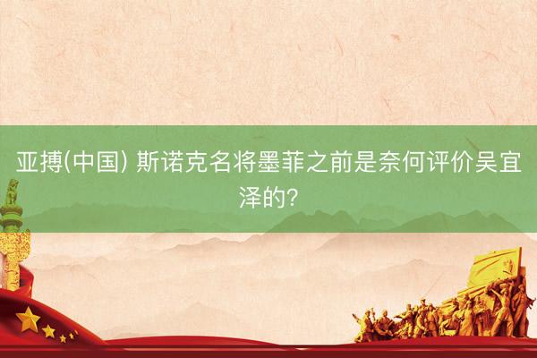 亚搏(中国) 斯诺克名将墨菲之前是奈何评价吴宜泽的？