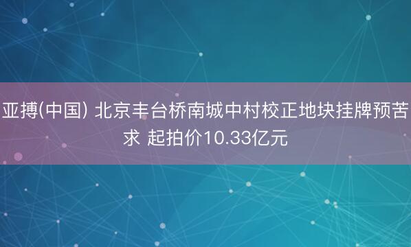 亚搏(中国) 北京丰台桥南城中村校正地块挂牌预苦求 起拍价10.33亿元