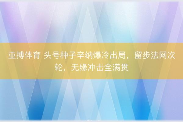 亚搏体育 头号种子辛纳爆冷出局，留步法网次轮，无缘冲击全满贯