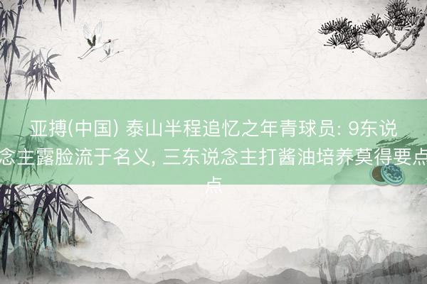 亚搏(中国) 泰山半程追忆之年青球员: 9东说念主露脸流于名义， 三东说念主打酱油培养莫得要点