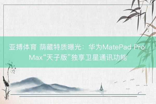 亚搏体育 荫藏特质曝光：华为MatePad Pro Max“天子版”独享卫星通讯功能