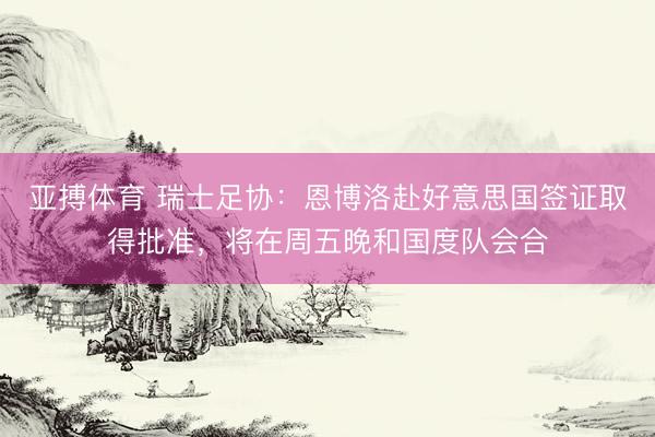 亚搏体育 瑞士足协：恩博洛赴好意思国签证取得批准，将在周五晚和国度队会合