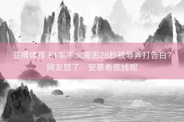 亚搏体育 F1车手火海困28秒被辱弄打告白？网友怒了：安慕希底线呢