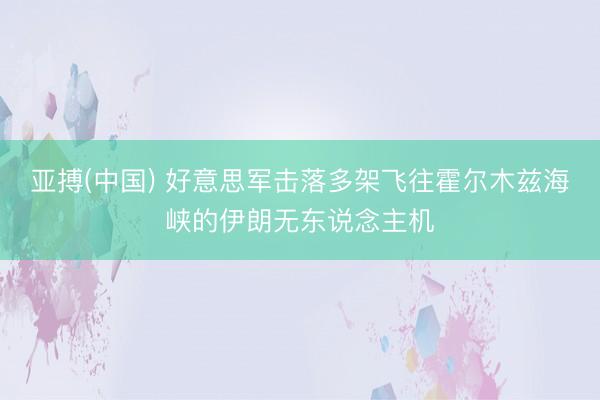 亚搏(中国) 好意思军击落多架飞往霍尔木兹海峡的伊朗无东说念主机