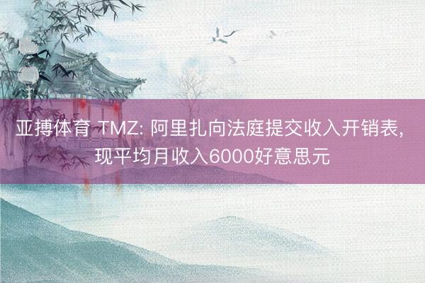 亚搏体育 TMZ: 阿里扎向法庭提交收入开销表, 现平均月收入6000好意思元