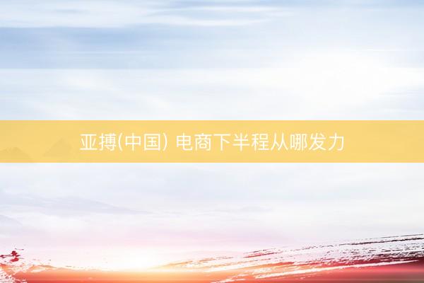 亚搏(中国) 电商下半程从哪发力