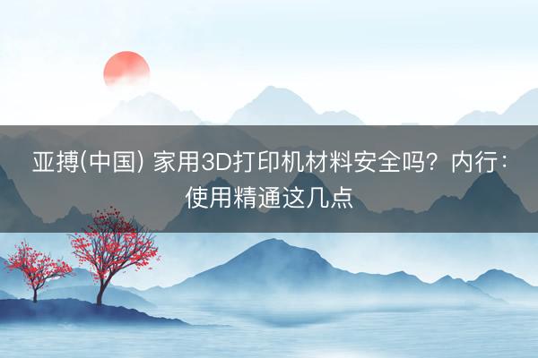 亚搏(中国) 家用3D打印机材料安全吗?内行:使用精通这几点
