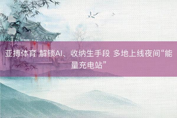 亚搏体育 解锁AI、收纳生手段 多地上线夜间“能量充电站”