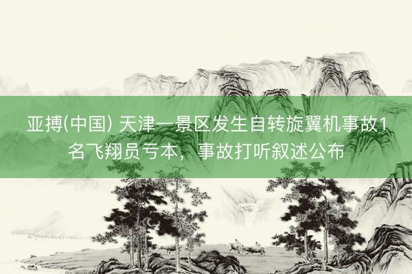 亚搏(中国) 天津一景区发生自转旋翼机事故1名飞翔员亏本，事故打听叙述公布