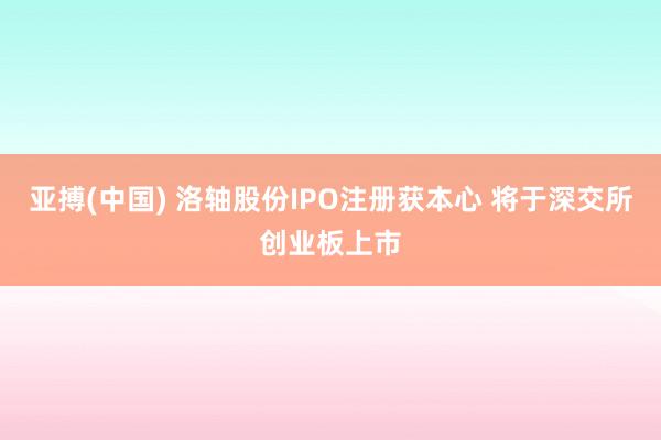 亚搏(中国) 洛轴股份IPO注册获本心 将于深交所创业板上市